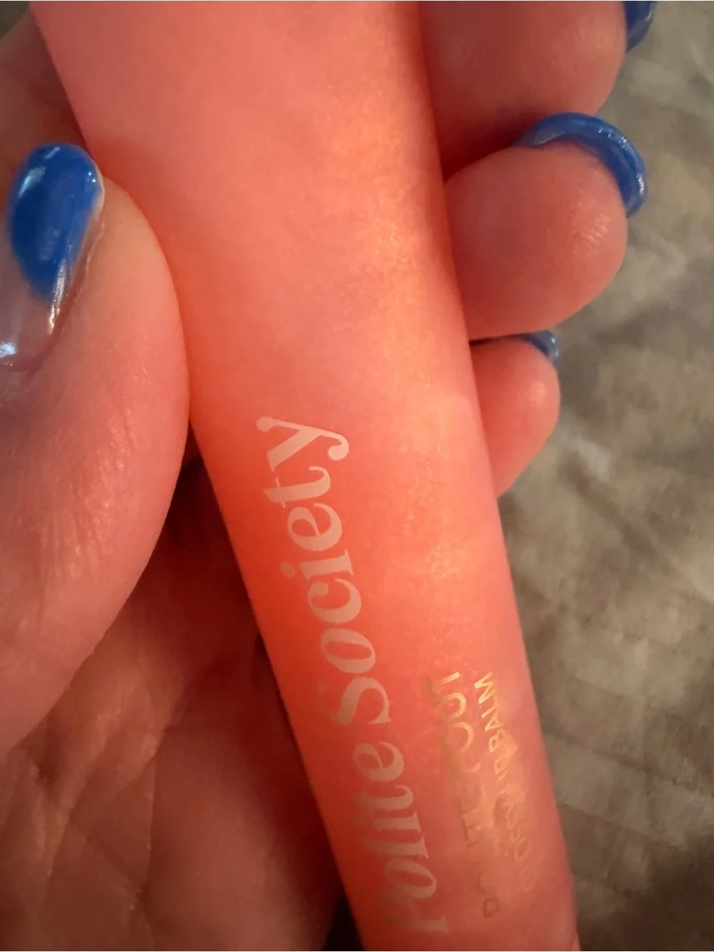POLITE SOCIETY Polite Pout Glossy Lip Balm in Peach Bellini NEW IN BOX FULL SIZE